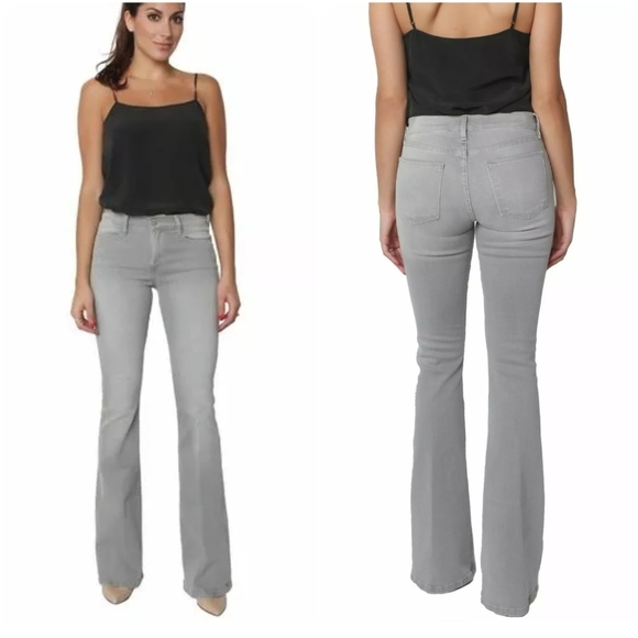 FRAME DENIM Le High Flare Leg Jeans Hardy Grey Light Wash Size 24 - Picture 2 of 16